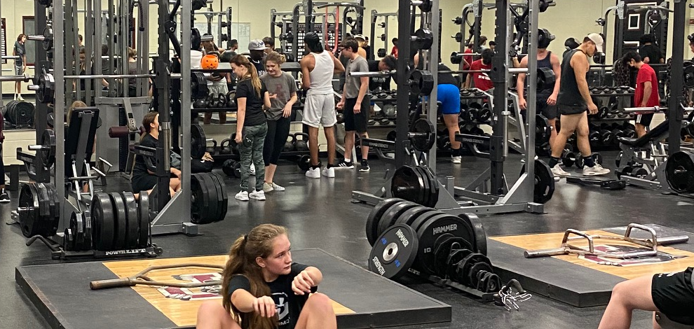 Wrestling team getting quality time in the weight room!
